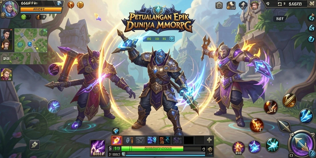 Screenshot gameplay <strong>666FF</strong> yang menampilkan pertarungan seru antara karakter di dunia fantasi.