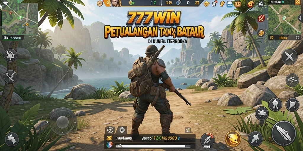 Screenshot gameplay <strong>777WIN</strong> menampilkan aksi petualangan di dunia terbuka.