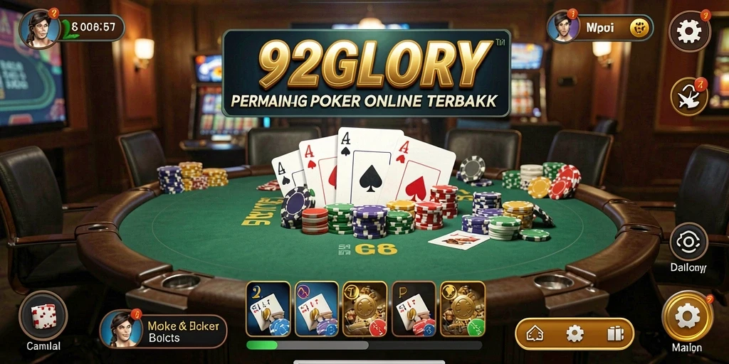 Screenshot menunjukkan gameplay seru di 92GLORY dengan pemain berinteraksi.