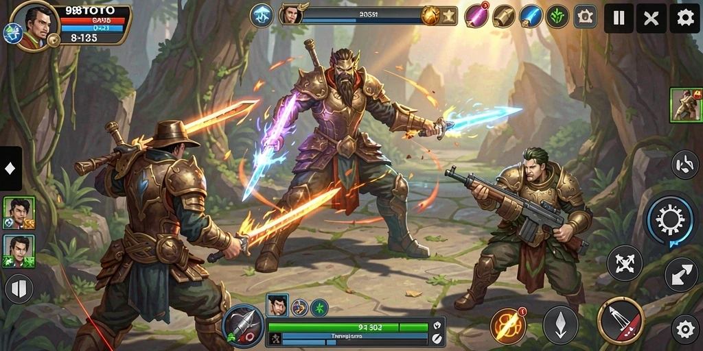 Screenshot gameplay <strong>98TOTO</strong> menunjukkan pertempuran mendebarkan dan strategi yang kompleks.