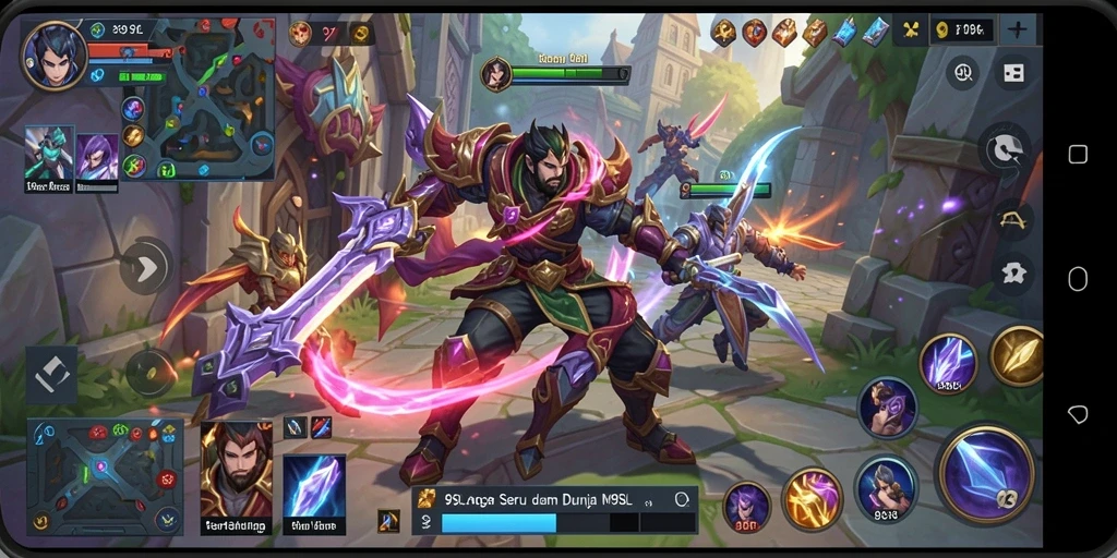 Tampilan gameplay seru di dalam 9SL dengan tim bertarung.
