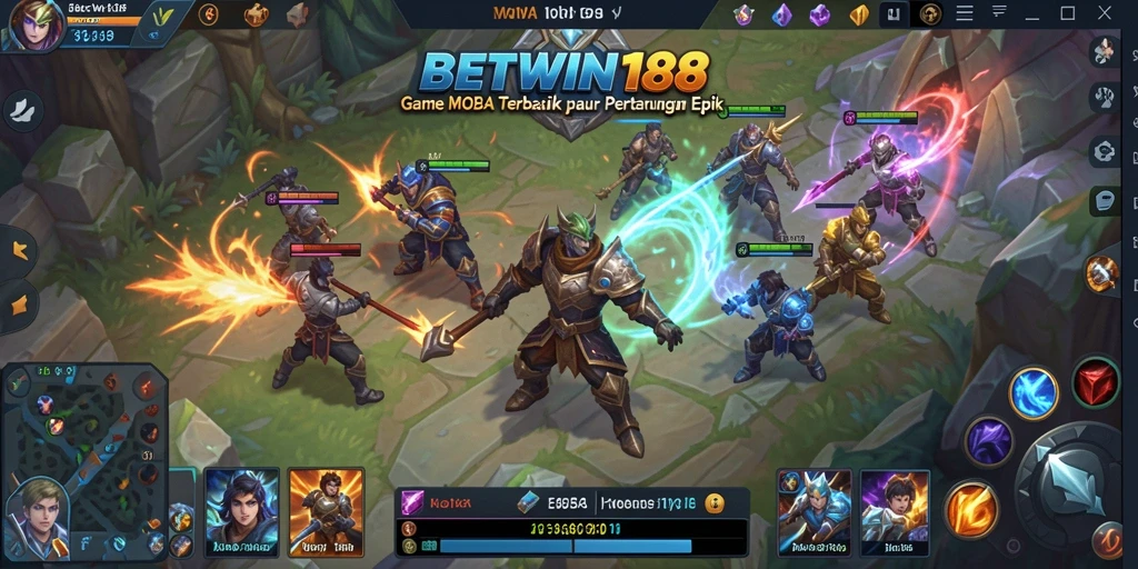 Screenshot gameplay BETWIN188 dengan pertarungan tim yang seru.