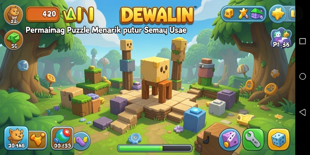Screenshot gameplay DEWALIN menunjukkan tantangan menarik dalam permainan Puzzle.