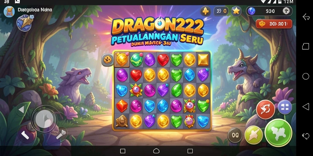 Tampilan gameplay seru dari DRAGON222 yang menampilkan tantangan Match-3.
