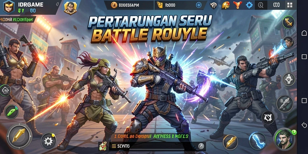 Tampilan gameplay seru dalam IDRGAME di arena Battle Royale.