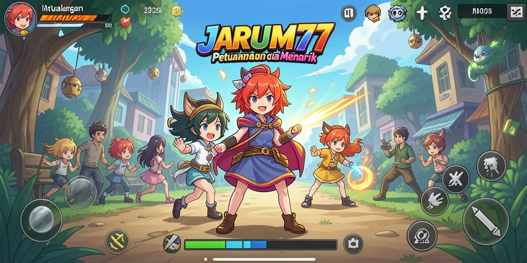 Tampilan gameplay menarik JARUM77 dengan karakter anime.