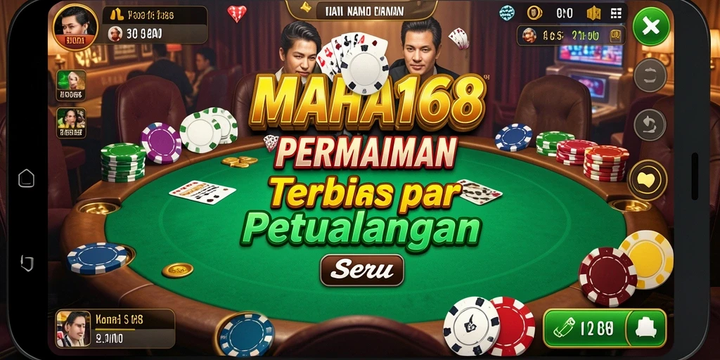 Tampilan gameplay poker yang menegangkan dan seru di MAHA168.