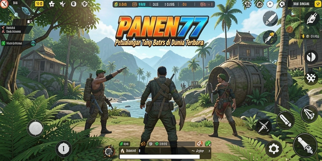 Tangkapan layar gameplay PANEN77 menampilkan eksplorasi dunia terbuka yang dinamis.