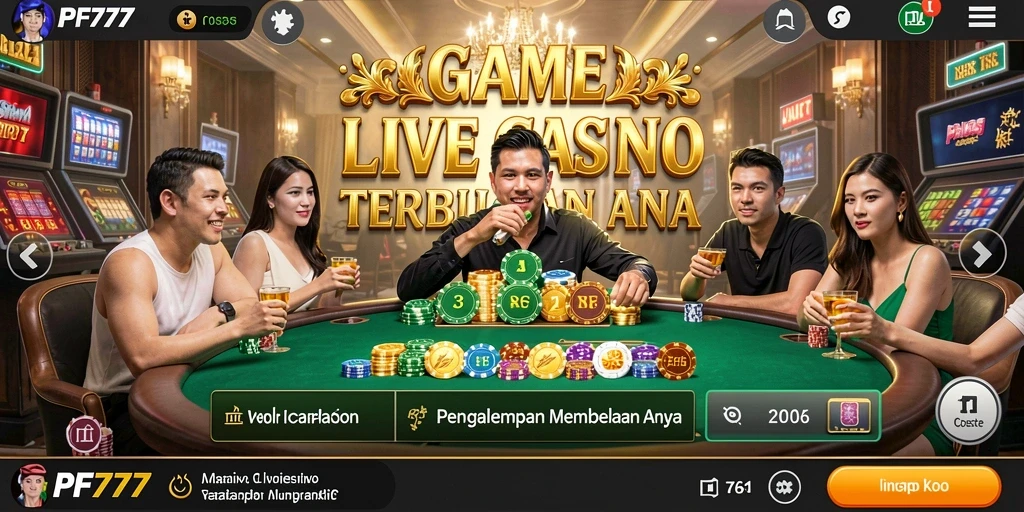 Tampilan gameplay Live Casino yang mendebarkan dan interaktif.