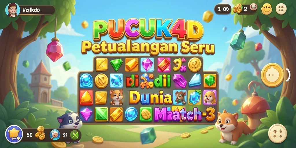 Gameplay seru PUCUK4D dengan tantangan Match-3 yang membuat ketagihan.
