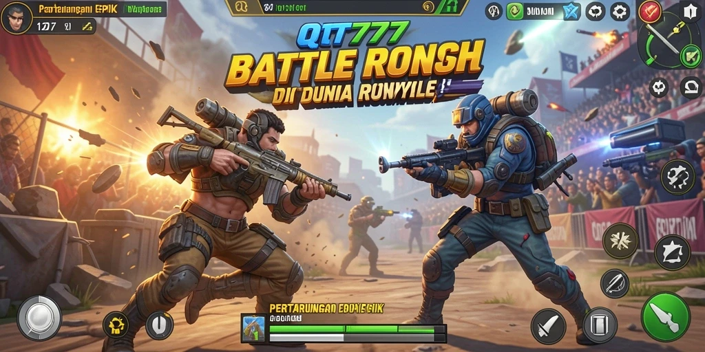 Tangkapan layar menampilkan aksi menegangkan dalam game Battle Royale.