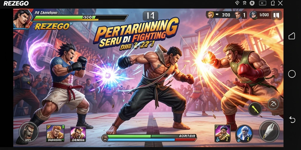 Gameplay seru REZEGO dengan aksi pertarungan yang intens.