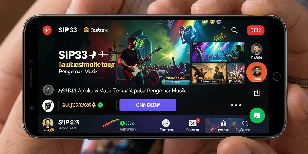 Screenshot dari gameplay SIP33 menampilkan antarmuka aplikasi musik yang menarik.