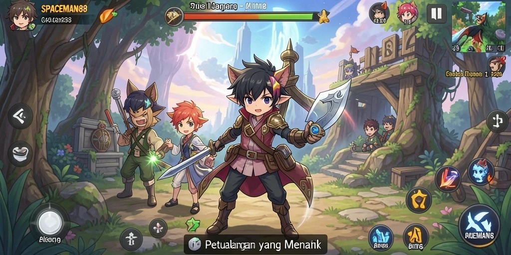 Gameplay seru dalam SPACEMAN88 dengan karakter Anime menarik.