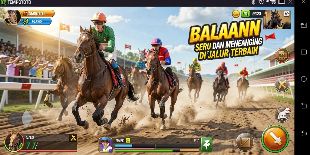 Gameplay Racing yang seru dan mendebarkan di TEMPOTOTO.