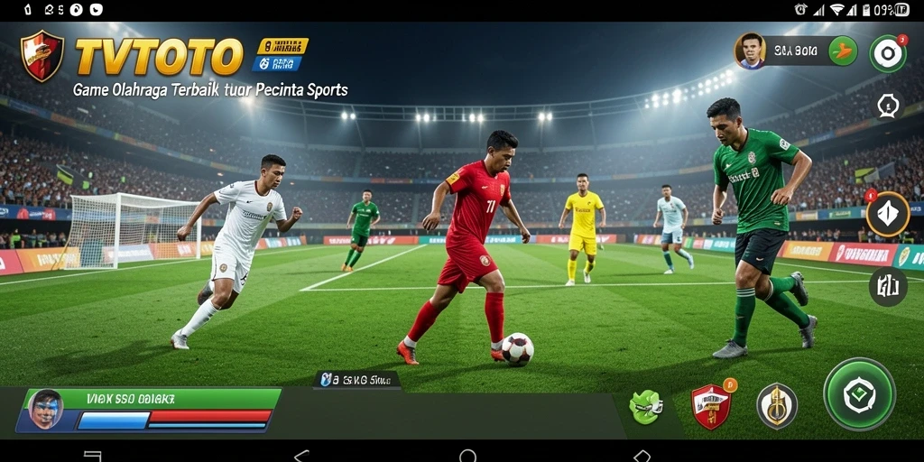 Tangkapan layar utama TVTOTO dengan gameplay olahraga dinamis.