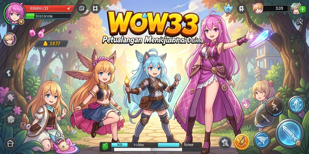 Tangkapan layar gameplay WOW33 menampilkan pertarungan Anime yang seru.