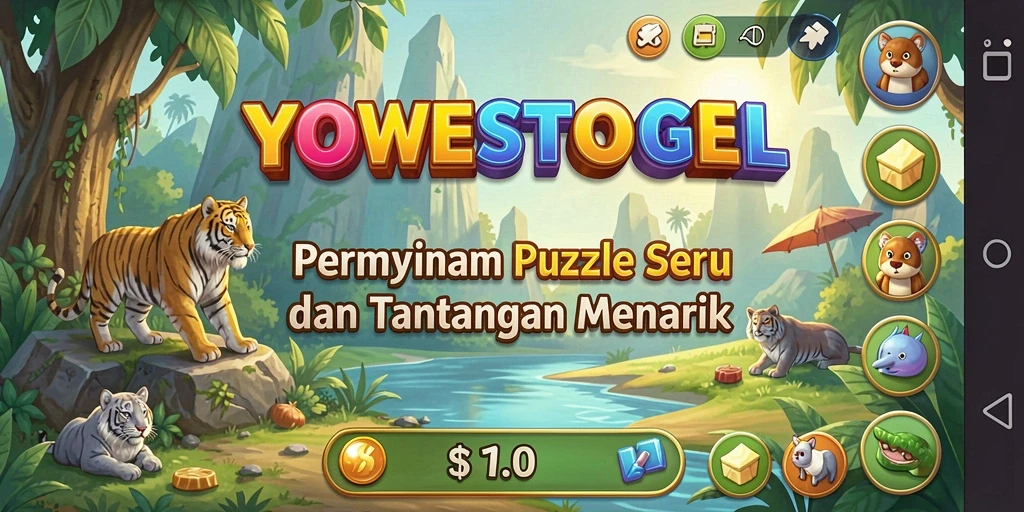 Tampilan gameplay YOWESTOGEL dengan berbagai teka-teki menarik.